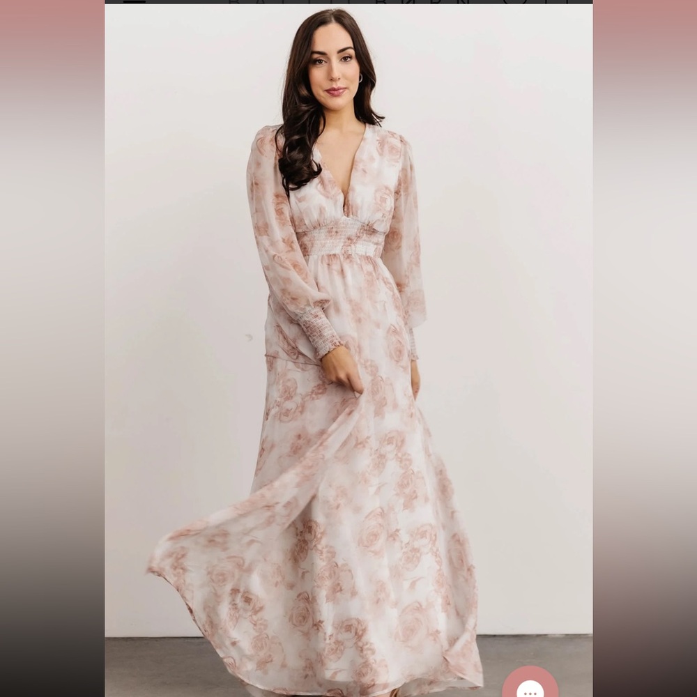 Baltic Born Floral Maxi Dress in Cream and Pink